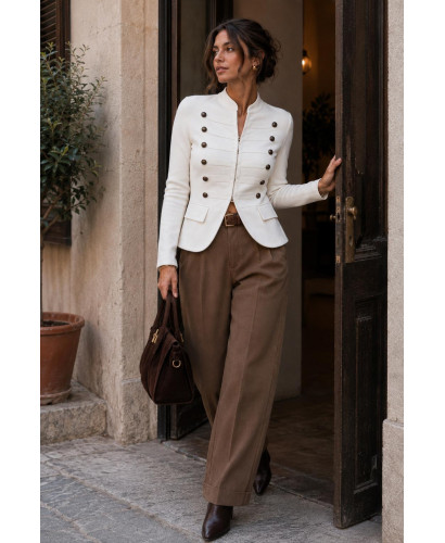 Chaqueta de punto blanca  estilo napoleónico 2