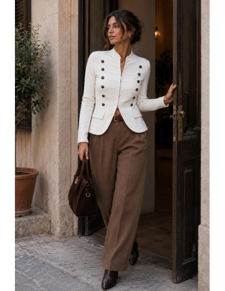 Chaqueta de punto blanca  estilo napoleónico