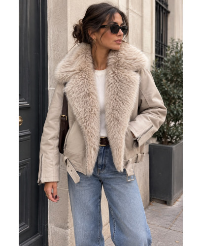 Biker efecto piel en crudo con pelo desmontable y suave... 2