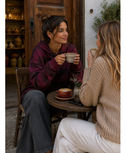 Sudadera Granate de Rayas con Capucha 2