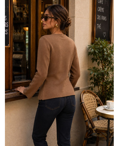 Chaqueta de punto joya en marrón con abalorios y botones... 2