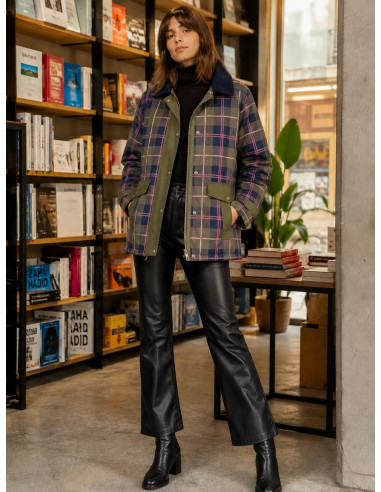 Parka Acolchada de Cuadros con Cuello de...