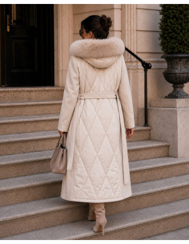 Gabardina Combinada de Paño y Acolchado con...