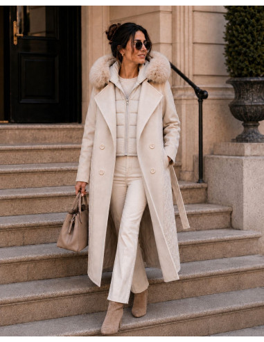 Gabardina Combinada de Paño y Acolchado con...