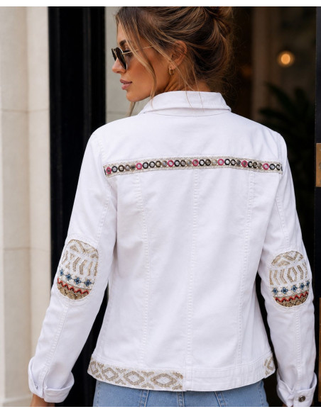 🤍 Cazadora Denim Blanca con Detalles