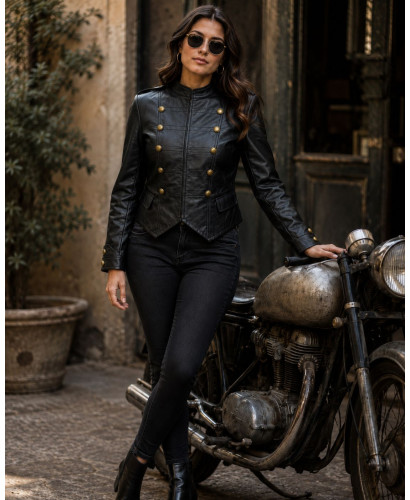 🖤 Chaqueta Napoleónica de Efecto Piel Negra 2
