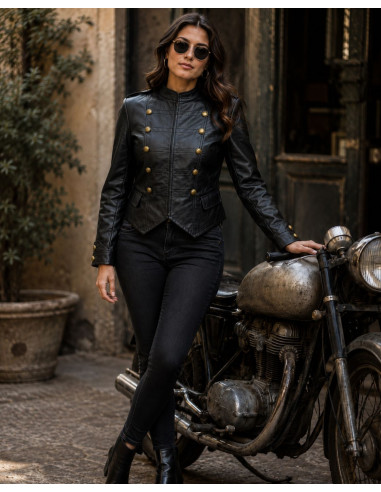🖤 Chaqueta Napoleónica de Efecto Piel Negra
