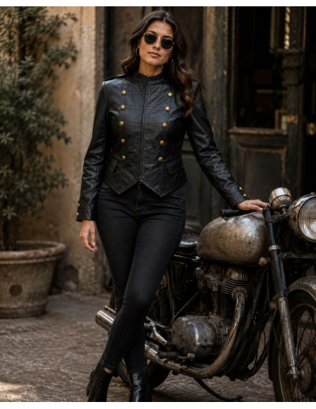 🖤 Chaqueta Napoleónica de Efecto Piel Negra