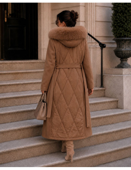 Gabardina Combinada de Paño y Acolchado con Capucha toffe