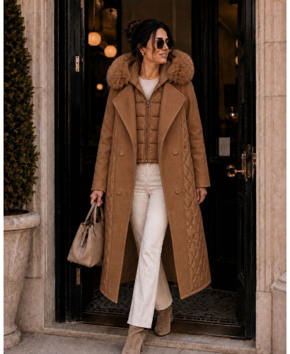 Gabardina Combinada de Paño y Acolchado con Capucha toffe