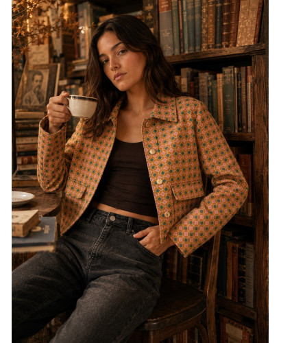 Chaqueta de Antelina Estampado Retro en Colores Vibrantes 🌈 2