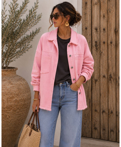 Sobrecamisa Rosa con Detalle de Pintura en la Espalda 🎨 2