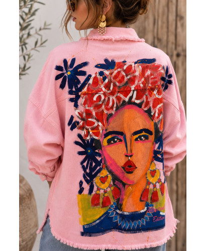 Sobrecamisa Rosa con Detalle de Pintura en la Espalda 🎨