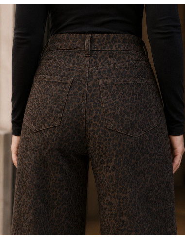 👖 Pantalón Vaquero Animal Print Chocolate y...