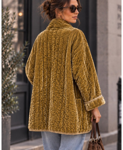 Kimono acolchado de terciopelo dorado 2