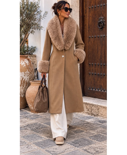 🧥 Abrigo Camel con Pelo Desmontable y Botones Joya 2