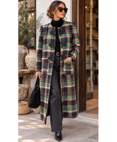 Abrigo Cuadro British Pasamanería verde