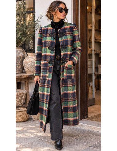 Abrigo Cuadro British Pasamanería verde