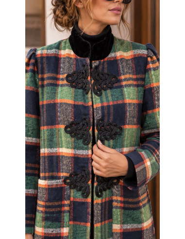 Abrigo Cuadro British Pasamanería verde