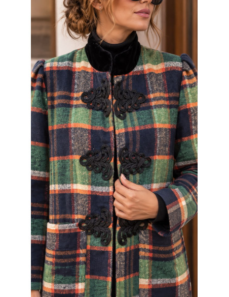 Abrigo Cuadro British Pasamanería verde