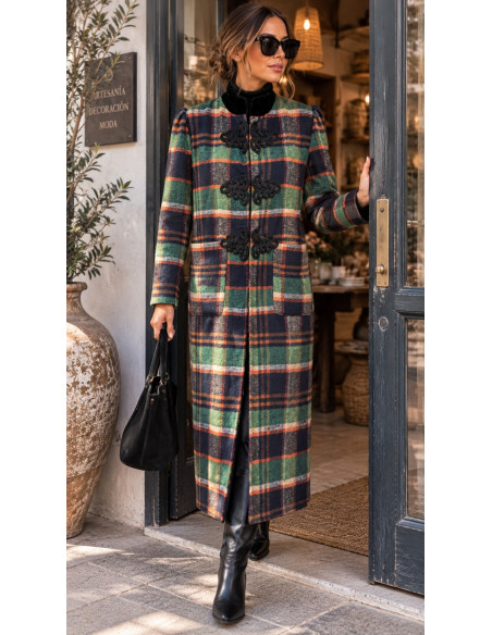 Abrigo Cuadro British Pasamanería verde
