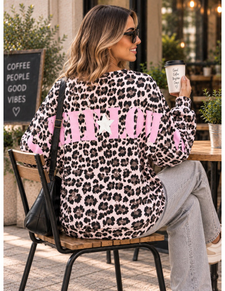 Sudadera Rosa Claro Animal Print “SELF LOVE”