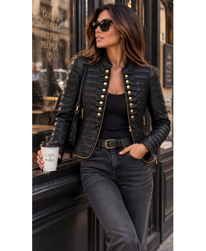 🖤 Chaqueta Efecto Piel y Tul: Elegancia con Detalles...
