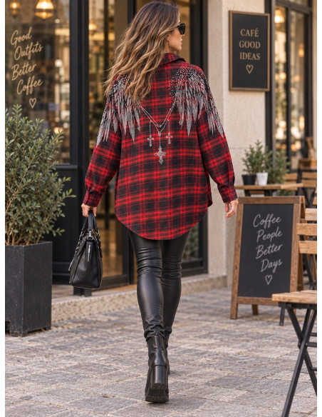 ❤️ CAMISA/SOBRECAMISA DE CUADROS ROJA CON STRASS