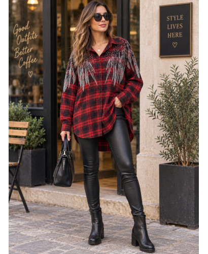 ❤️ CAMISA/SOBRECAMISA DE CUADROS ROJA CON STRASS