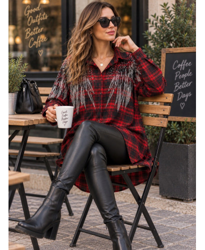 ❤️ CAMISA/SOBRECAMISA DE CUADROS ROJA CON STRASS 2