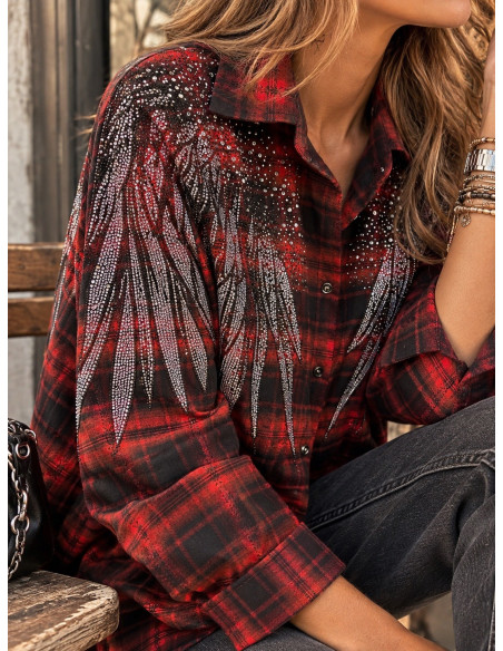 ❤️ CAMISA/SOBRECAMISA DE CUADROS ROJA CON STRASS