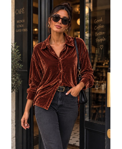 Camisa de terciopelo marrón teja 2