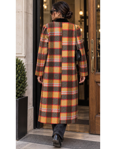 Abrigo Cuadro British Pasamanería mostaza