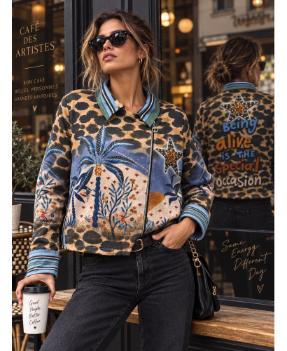 Biker de Antelina Estampada Palmera