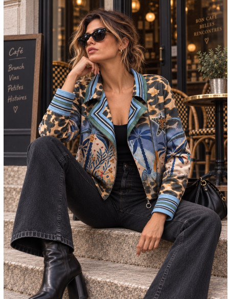 Biker de Antelina Estampada Palmera