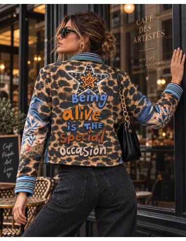 Biker de Antelina Estampada Palmera