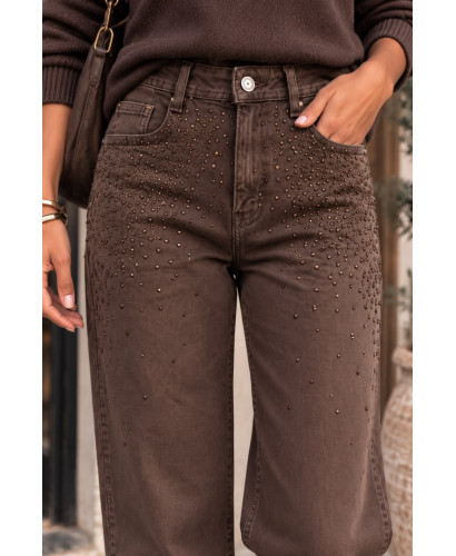 Pantalón Vaquero Chocolate Recto con Strass ✨ 2