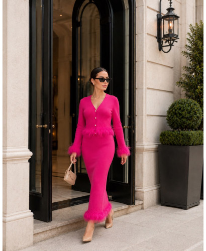 💗 Conjunto de Punto Rosa Marabú con Botones Joya