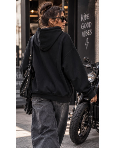 🖤 Sudadera Negra con Capucha y Estampado Artístico