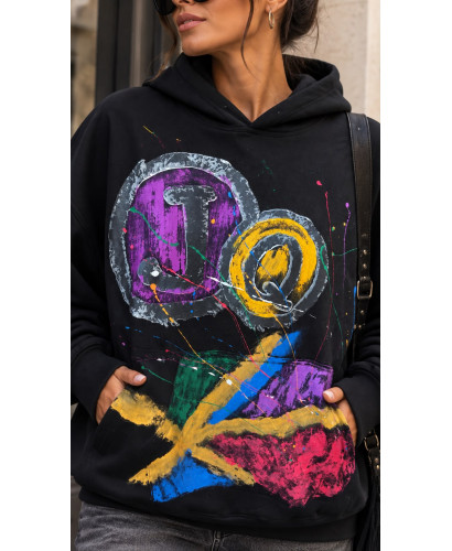 🖤 Sudadera Negra con Capucha y Estampado Artístico 2