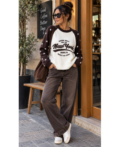 Suéter New York Stars Chocolate & Blanco ⭐🤎