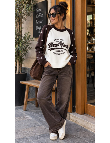 Suéter New York Stars Chocolate & Blanco ⭐🤎