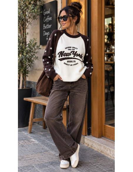Suéter New York Stars Chocolate & Blanco ⭐🤎