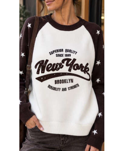 Suéter New York Stars Chocolate & Blanco ⭐🤎 2