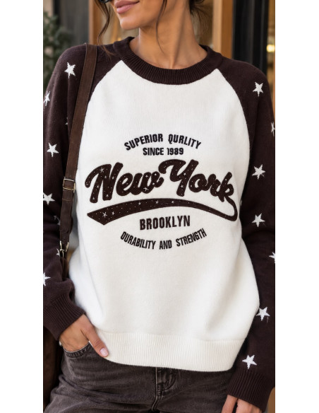 Suéter New York Stars Chocolate & Blanco ⭐🤎