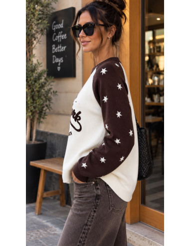 Suéter New York Stars Chocolate & Blanco ⭐🤎