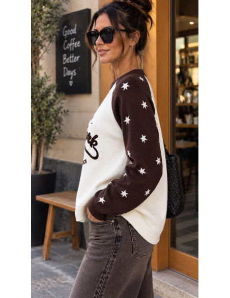 Suéter New York Stars Chocolate & Blanco ⭐🤎