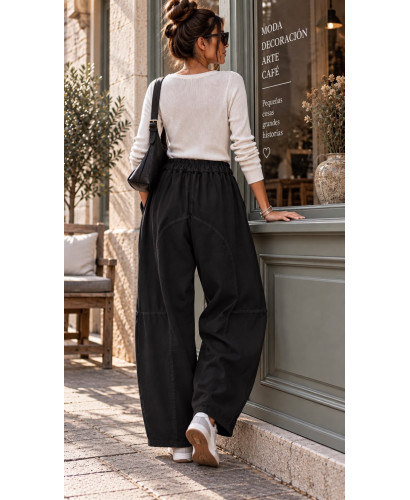 Pantalón Flor negro de Pata Globo