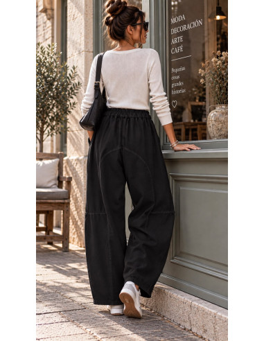 Pantalón Flor negro de Pata Globo