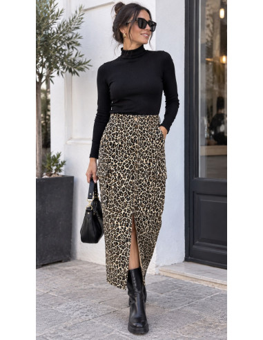 Falda Vaquera Safari Animal Print Cargo